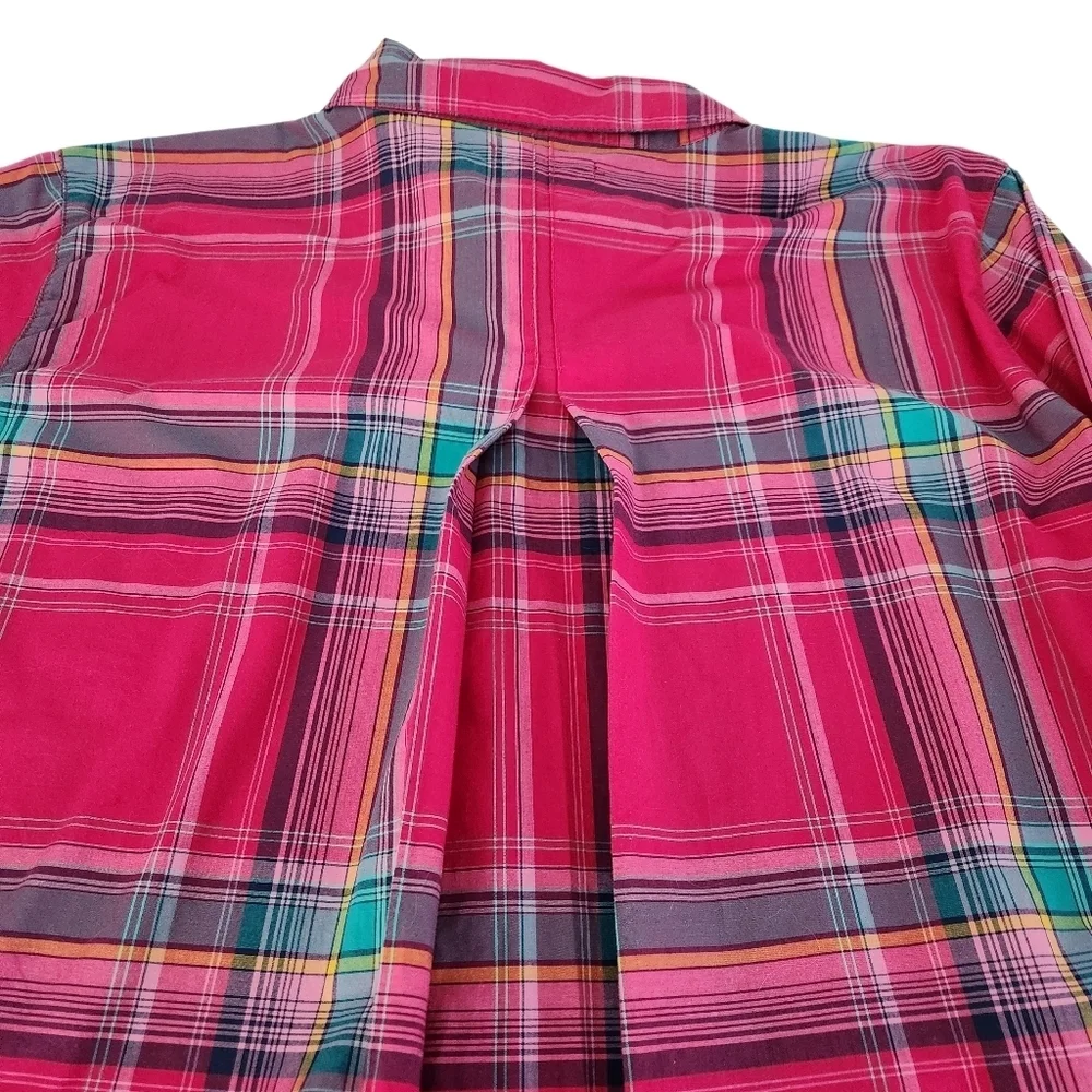 LIFE IS GOOD Pink Plaid Button Front Cotton Shirt Relaxed Casual Top xl - Picture 9 of 15